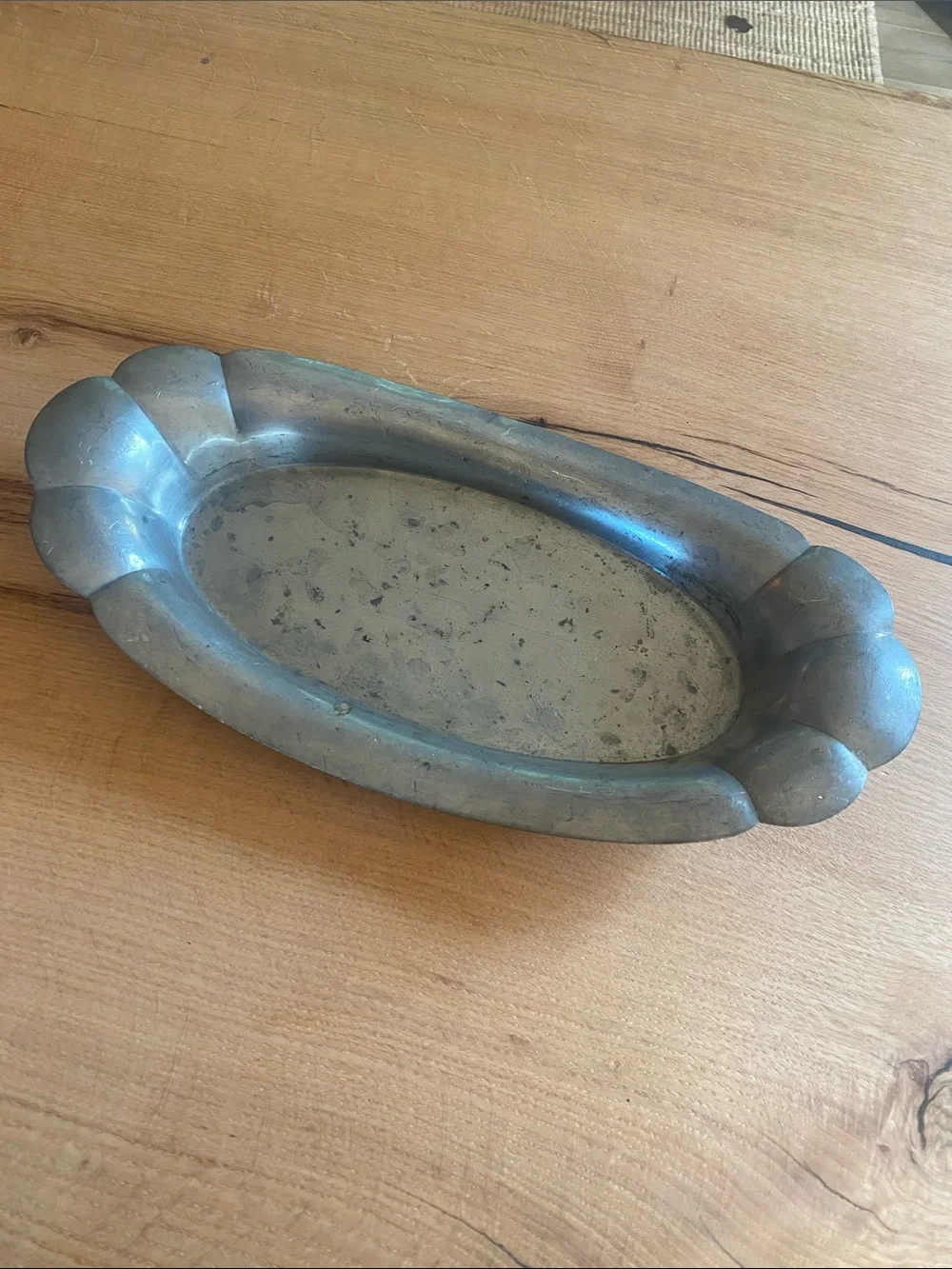 Flagg and Homan Vintage Pewter Oval Decorative Tray dish